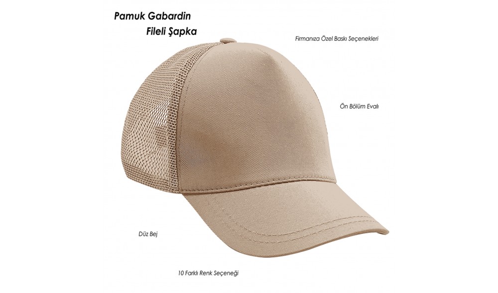 Promosyon Gabardin Fileli Şapka  Vapurdumanı